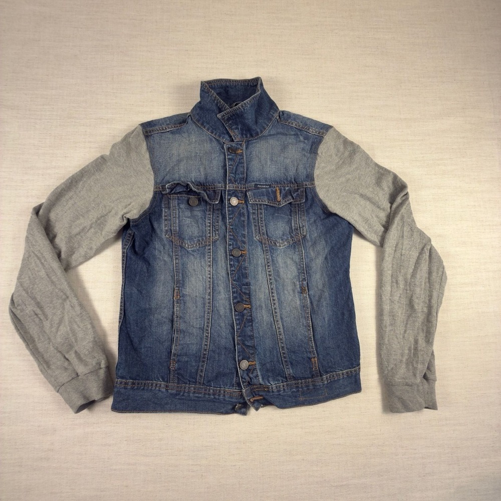 Pull&Bear Denim Jacket with Grey Jersey Sleeves Size M